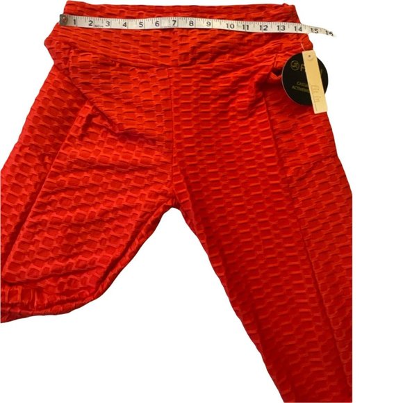 Fit in Booty Lifting Leggings with Pockets Women’s Size L Casual Activewear Red - Picture 8 of 12